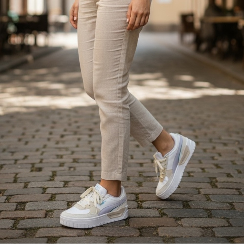 PUMA Cali Dream Brighter Days Platform Sneakers. Size 8 NEW white beige blue